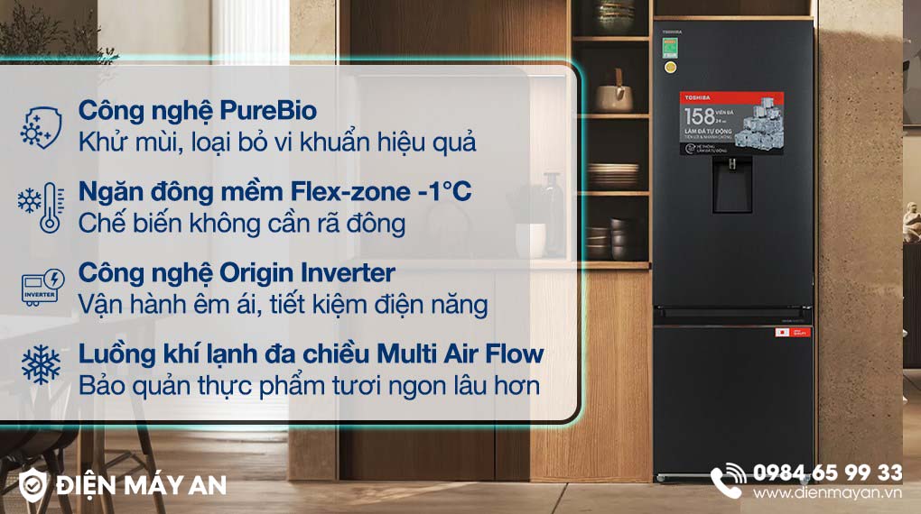 Tủ Lạnh Toshiba Inverter 321 Lít GR-RB405WEA-PMV(06)-MG - tổng quan thiết kế